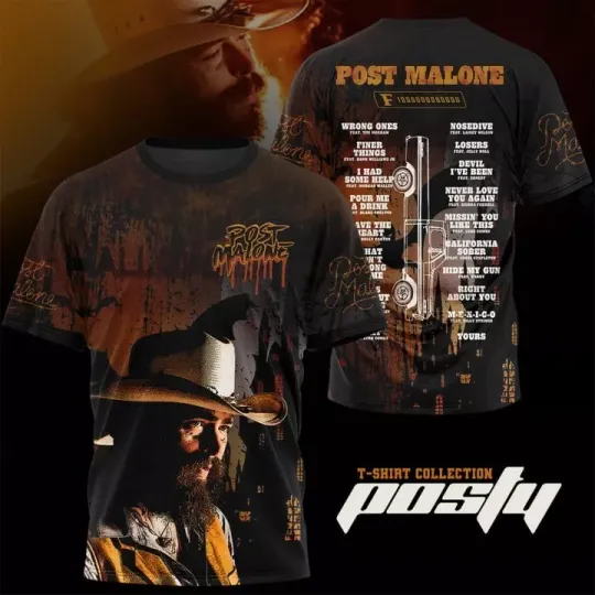 Discover Post Malone F-1 Trillion hot t-shirt 3D 2025 ! hot gift