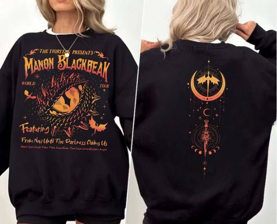 Discover Manon Blackbeak Throne of Glass Double Sided Sweatshirt, From Now Until The Darkness Claims Us