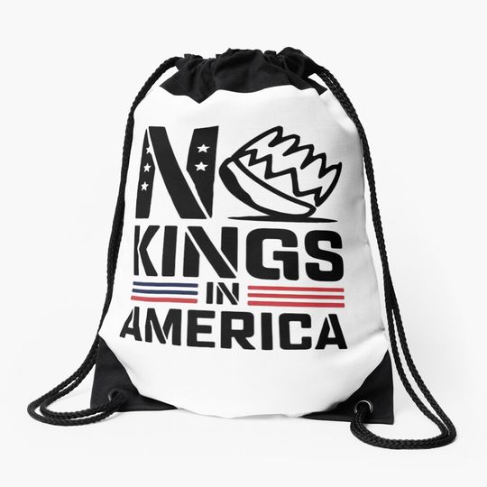 Discover No kings in America Drawstring Bag
