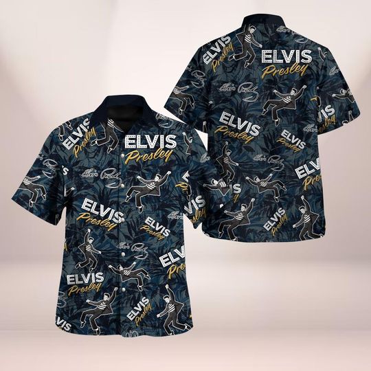 Discover Elvis Presley Button Shirt, King Elvis Button Up Shirt, Music Lover Summer Shirt