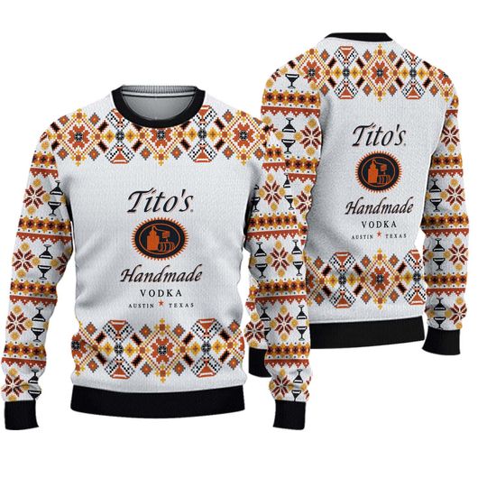 Discover Titos Handmade Christmas Ugly Sweater, Vodka Xmas Sweater, Austin Texas Label Sweater