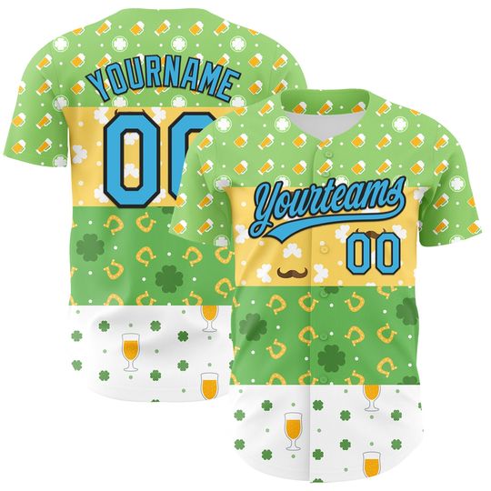 Discover Custom 3D St. Patrick's Day Shamrock Beer  Baseball Jersey