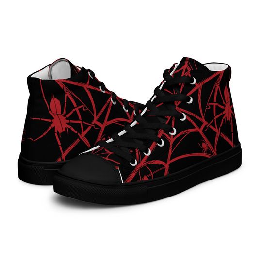 Discover Red Web Shoes - High Top Canvas, Sneakers
