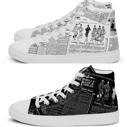 Discover Newsprint Womens high top canvas shoes