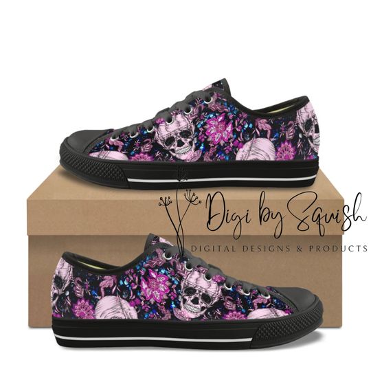 Discover Mandala Skulls Low Top Canvas Shoes