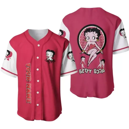 Discover Betty Boop Button Down Baseball Jersey Shirt