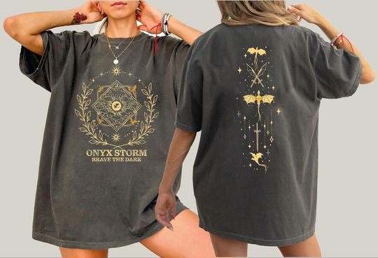 Discover Onyx Storm Brave The Dark Double Sided T-shirt, Fourth Wing Series Shirt
