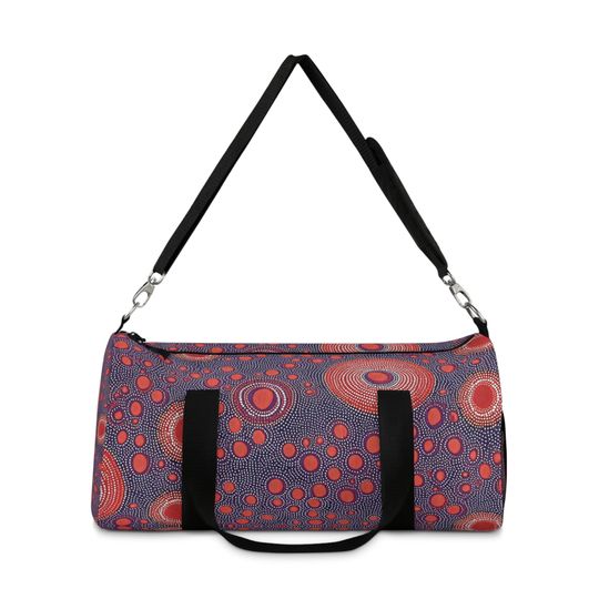 Discover Duffel Bag, Weekender Bag, Travel Bag, Boho African Print, Purple and Red Pinwheels