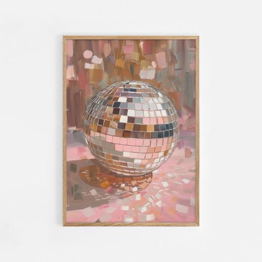 Discover Mirrorball Poster |  Hot Pink Wall Art | Printable Art
