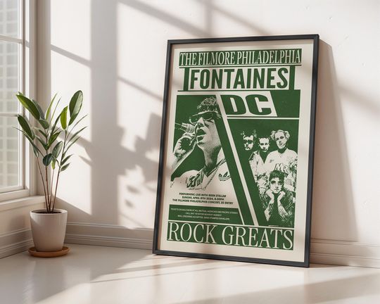 Discover Green Fontaines DC Poster, Iconic Music Rock Band, Fontaines Poster