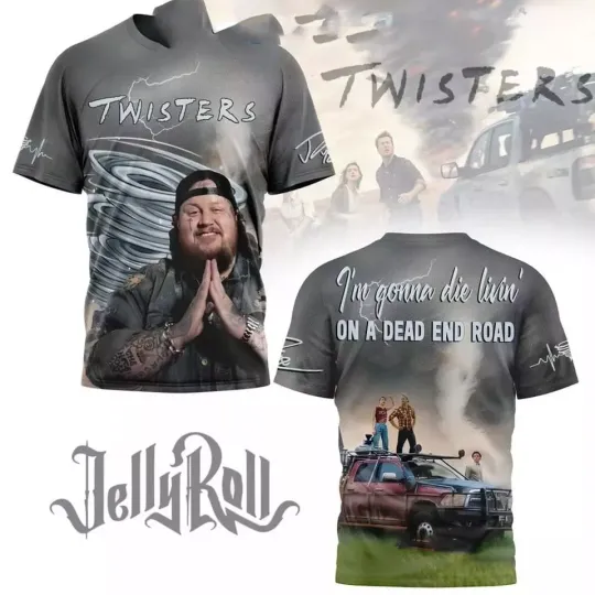 Discover Jelly Roll I’m Gonna Die Livin’ On A Dead End Road Twisters 3D T-Shirt