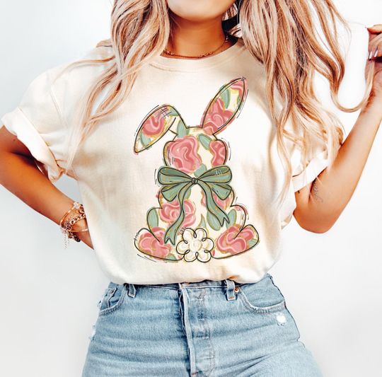 Discover Floral Easter Shirt, Coquette Bow Easter Tshirt, Easter Rabbit Shirt