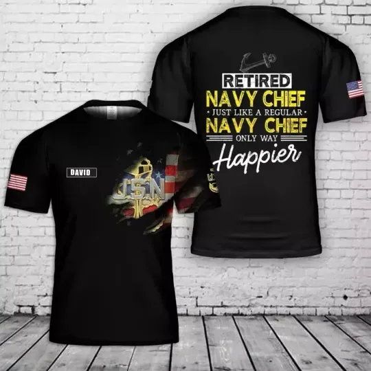 Discover Custom Name US Navy Retired Navy Chief All Over Printed Shirt 3D Shirt