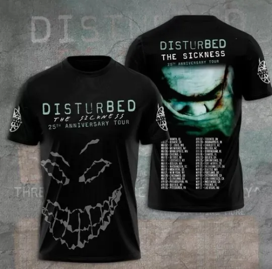 Discover The Sickness 2025 Concert  Disturbed The Sickness 25th Anniversary Tour shirt 3D