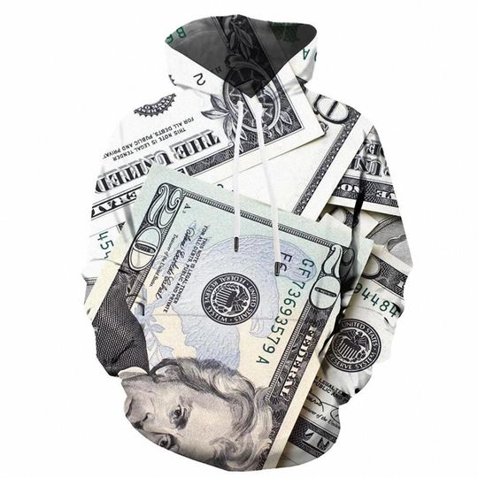 Discover 3D Printed USD Pattern Hoodie Unisex Cool Dollar Pullover