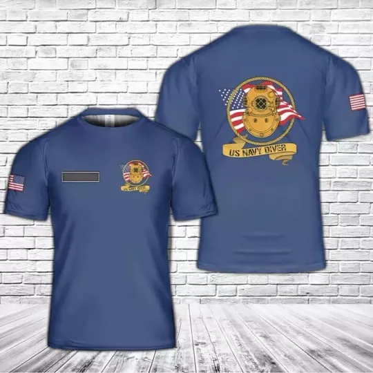 Discover Custom Name US Navy Diver All Over Printed Shirt 3D Shirt