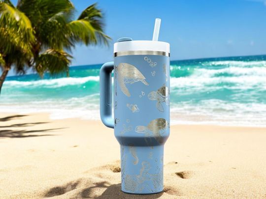 Discover Sea Turtle 40oz Stanley OR Generic Laser Engraved Stainless Tumbler