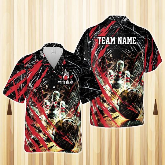 Discover Personalized Color Scratches Bowling Hawaiian Shirt