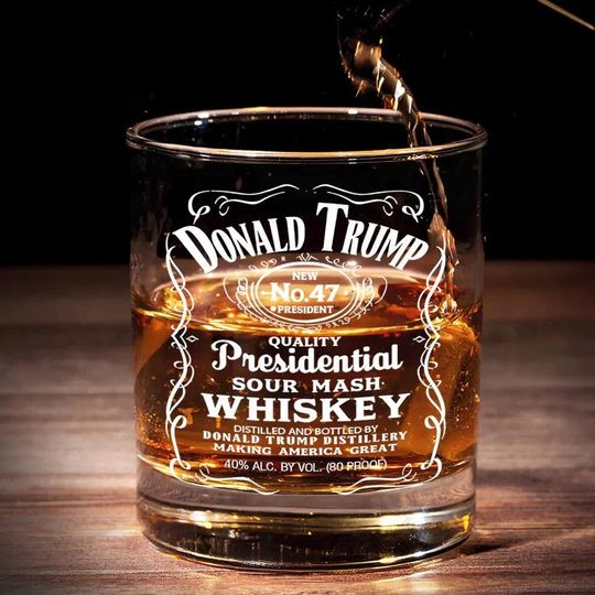 Discover Trump 45 47 Whiskey Glass, Trump For President Glass, Right Wing Conservative Gift