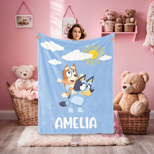 Discover Personalized BlueyDad Blanket, BlueyDad Family Blankets, BlueyDad Birthday Blanket
