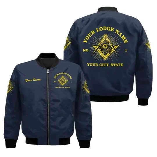 Discover Custom Name Lodge Name Fremasonry Masonic PHA Unisex Bomber Jacket