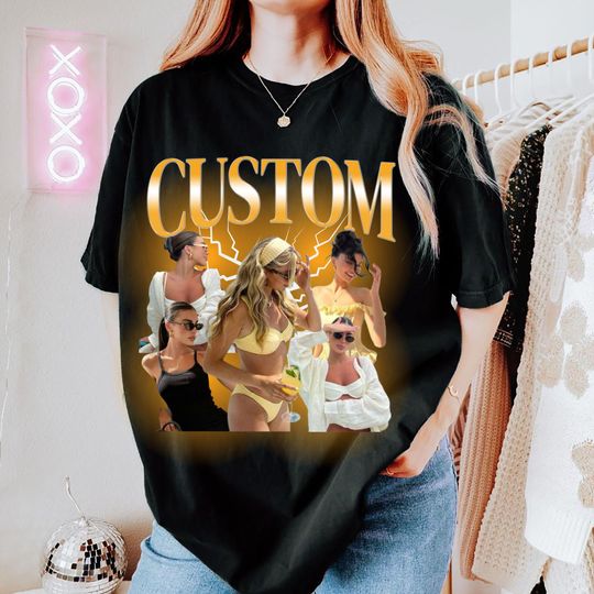Discover Bootleg Y2K Custom Photo Tee, Retro 90s Rap Graphic Shirt