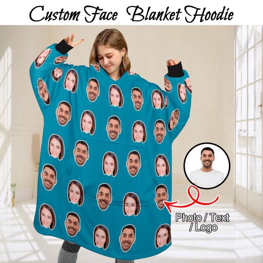 Discover Custom Oversized Blanket Hoodie, Personalized Fcae Blanket Hoodie