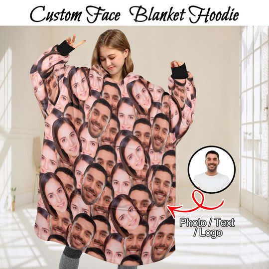 Discover Custom Unisex Blanket Hoodie, Face Blanket Hoodie