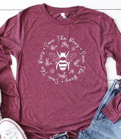 Discover Save The Bees Long Sleeve Shirt | Conserve Endangered Bees Shirt | Animal Lovers Shirt
