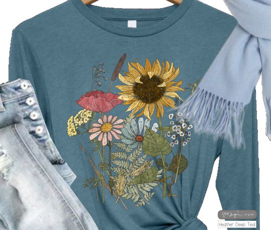 Discover Sunflower and Friends ~ Long Sleeve Fashion Tshirt, Xmas gift, Gift for her, Chic Long Sleeve Tee