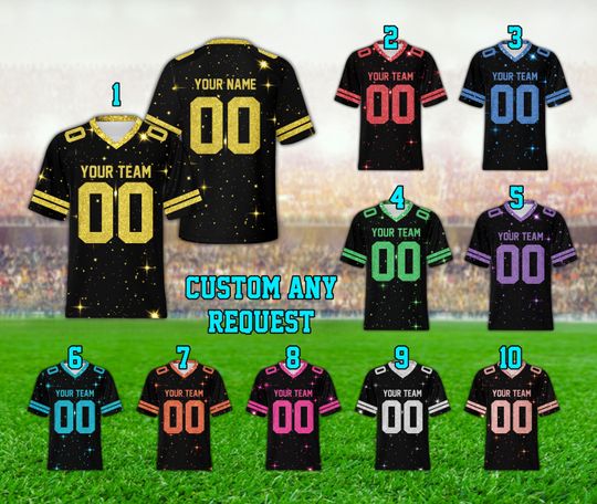 Discover Personalized Faux Glitter Football Jersey, Custom Color Football Team Jersey