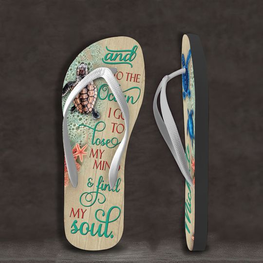 Discover To The Ocean - Personalized Turtle Flip Flops