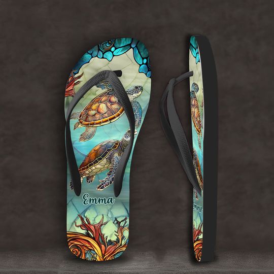 Discover Love Turtles - Personalized Turtle Flip Flops