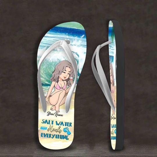Discover Salt Water Heals Everything - Personalized Sea Lover Flip Flops