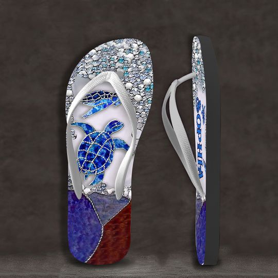 Discover Salty Lil' Beach - Personalized Turtle Flip Flops