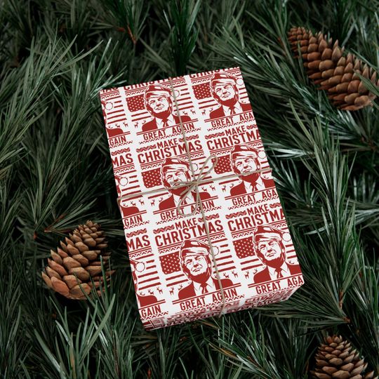 Discover Trump Christmas Wrapping Paper | Make Christmas Great Again Wrapping Paper | Funny Christmas Gift Paper