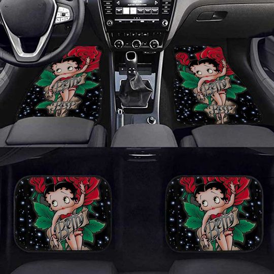 Discover Betty Boop Rose Galaxy Car Floor Mat Front with Back