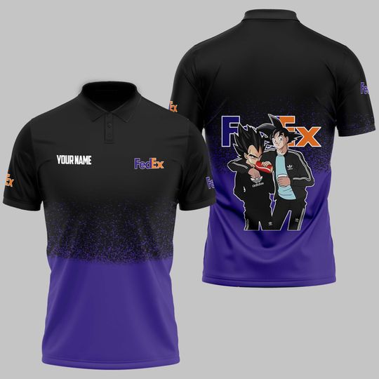 Discover Personalized Dragon Ball Goku And Vegeta FedEx Polo Shirt, FedEx Ground 3D Printed Polo Shirt