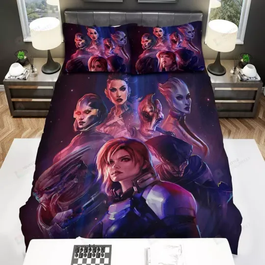 Discover Mass Effect Characters Portrait Art Duvet Cover Set Home Textiles
