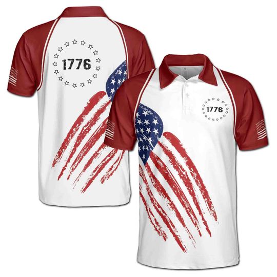 Discover America Lover Independence USA 1776 Men's Polo Shirt