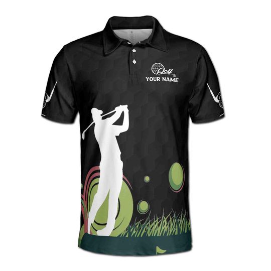 Discover Customized Golfer Silhouette Man Playing Golf Men's Polo Shirt