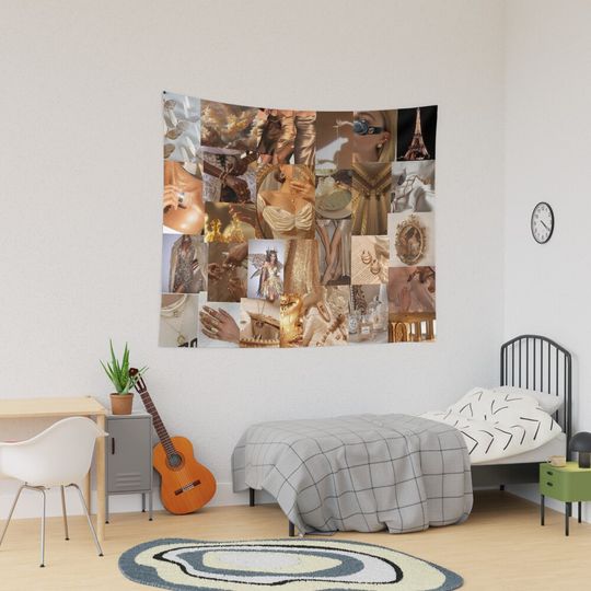 Discover gold aesthetic collage Tapestry