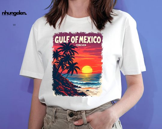 Discover Retro Gulf of Mexico Tee  Aesthetic Coastal Sunset Shirt