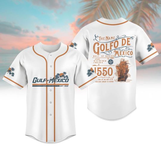 Discover Gulf Of Mexico Baseball Jersey, Golfo De Mxico 1550 Retro Jersey