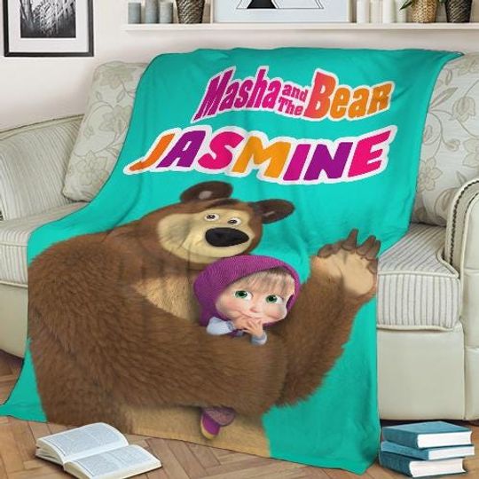 Discover Custom Name Marsha And Bear Blanket, Marsha Bear Cartoon Velvet Blanket