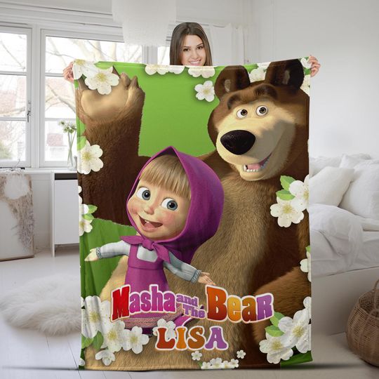 Discover Custom Name Marsha And Bear Blanket, Cute Bear Velvet Blanket,