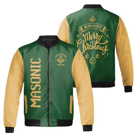 Discover Customized We Wish You a Merry Christmas Freemasonry Bomber Jacket S-5XL