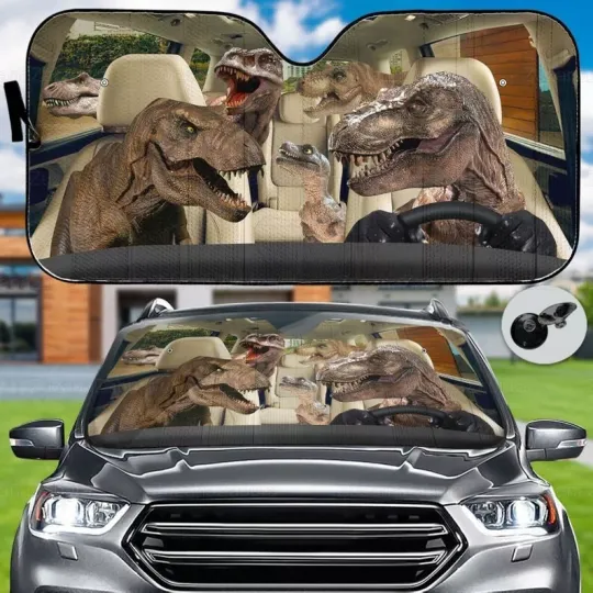 Discover Dinosaur Car Sunshade, Dinosaur Lover, Auto Sun Shade, Dinosaur Car Decor