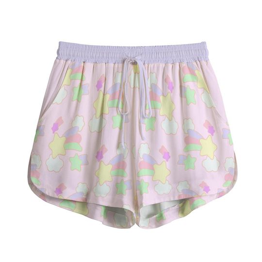 Discover Dreamy Pink Shorts | Candycore Pastel Pajama | Y2K High Waisted Shorts