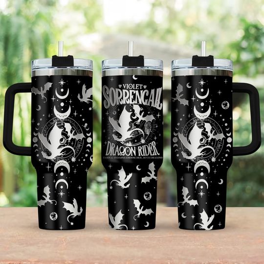 Discover Violent Little Thing Engraved Tumbler 40oz, Fourth Wing Dragon Tumbler
